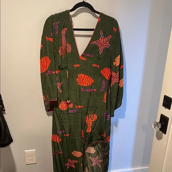 slim fit dress slacks Green Flowering Garden Tree Sleveeless Midi Dress